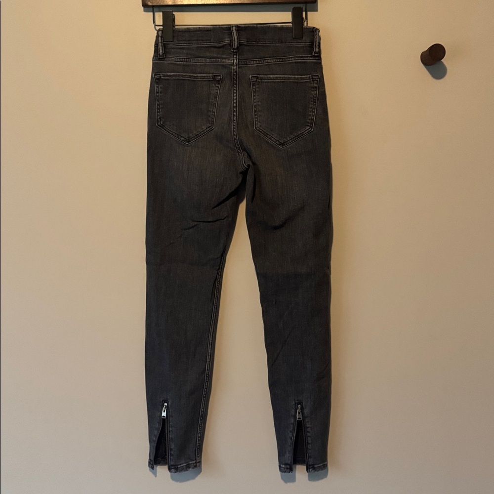 ALL SAINTS GRACE CROPPED ZIP JEAN GRAY BLACK SIZE 27